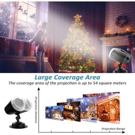 Projecteur Noel Exterieur et Interieur, Projecteur de Flocons de Neige LED  avec Télécommande,Etanche IP65 Lumière de Projecteur Décoration pour Noël