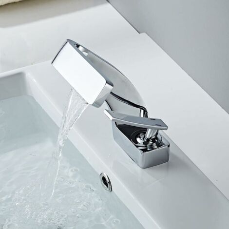robinet de cascade de salle de bain, robinet de lavabo chromé moderne, robinet de salle de bain, robinet mitigeur de lavabo,