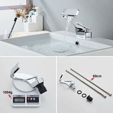 robinet de cascade de salle de bain, robinet de lavabo chromé moderne, robinet de salle de bain, robinet mitigeur de lavabo,