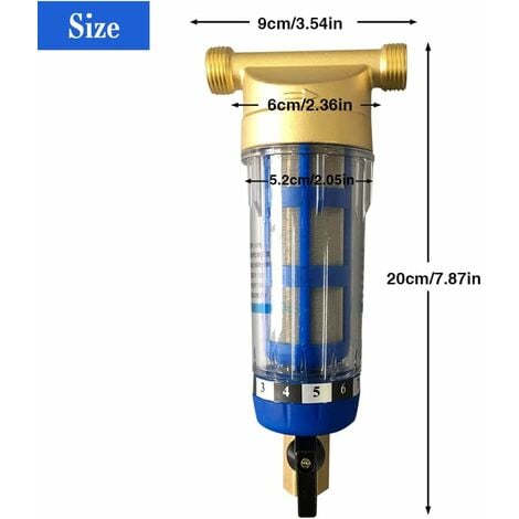 Filtre à eau réutilisable pour filtre à sédiments spin-Down - Filetage  extérieur - Filtre à sédiments pour