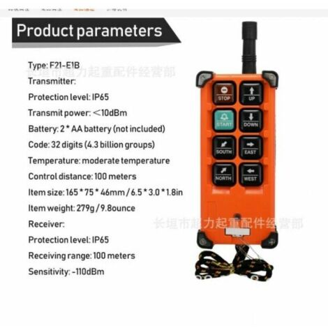 F21-e1b DC12-72v interrupteur de commande à distance industriel palan grue contrôleur ascenseur télécommande un envoyer un recevoir
