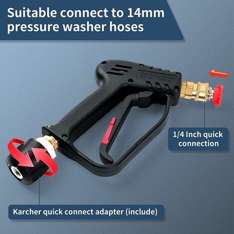 Pistolet de Lavage Haute Pression, 4000 PSI 280bar, Interface M22 (14 mm) Contient  Rapide Connecteur， 5 Embouts de Buse d'eau pour Nettoyage de Voiture