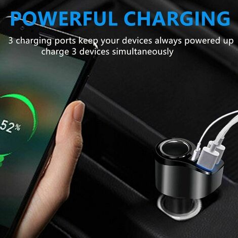 Baseus Allume Cigare 120W USB Type C Chargeur Rapide Voiture 3 USB