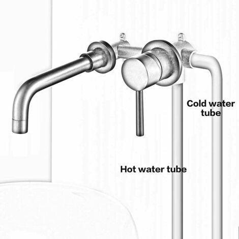 Robinet de Lavabo pour Salle de Bains en Laiton, Montage Mural, Or Brossé，Robinet de lavabo chaud et froid Dark - Load mural robinet de lavabo en or brossé laiton