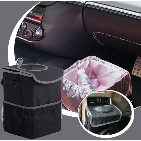 Poubelle de voiture avec couvercle, poubelle de voiture étanche avec sac de  rangement
