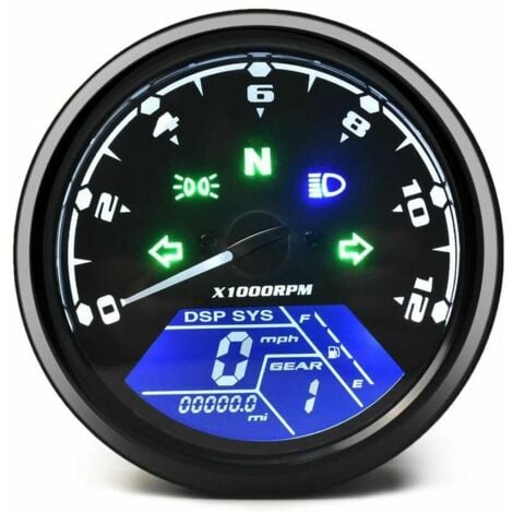 Compteur kilométrique de Moto Universel LCD Compteur de Vitesse numérique  jauges de Tachymètre avec veilleuse adaptée