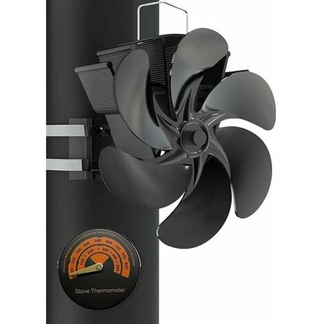 Ventilateur De Poêle Ventilateur poele bois 6 lames avec thermometre
