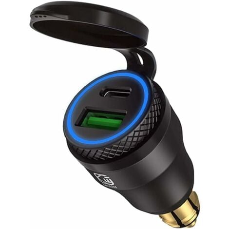 Coque noire bleu clair) Adaptateur allume-cigare USB pour moto - Double  prise USB - 12 V PD