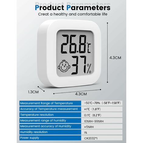 Thermomètre Hygromètre Intérieur Digital à Haute Précision, Moniteur de  Température et Humidimètre, Thermo Hygromètre Indicateur du Niveau de  Confort