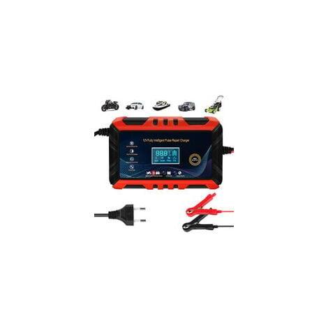 （Rouge）Chargeur Batterie Moto Intelligent 6A 12V Chargeurs de Batterie pour  Auto avec Fonction de Maintenance Fonction Hiver et Eté et Protection