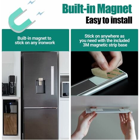 Reglette LED Cuisine Sous Meuble Rechargeable USB, 40cm Dimmable Lampe Placard Detecteur de Mouvement Barre LED Sans Fil Rechargeable Lumiere Capteur PIR a Pile pour Escalier Interieur Armoire