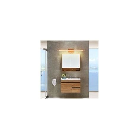 Lampe de miroir de salle de bain en bois avec interrupteur Applique murale d'intérieur moderne à LED IP44 Lampe de coiffeuse étanche, 60cm, 3000K