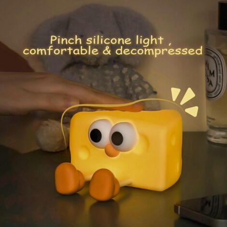 Veilleuse en forme de fromage pour enfants, veilleuse pour chambre à coucher, lampe de nuit en silicone rechargeable par USB pour enfants filles, cadeaux mignons, lampes de décoration de chambre