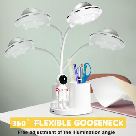 Lampe de bureau LED, lampe de table astronaute avec porte-stylo et projection, lampe de table LED réglable, lampes de bureau rechargeables à intensité variable, lampes de soin des yeux pour filles, g