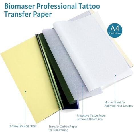 UTOCLEC Tattoo Transferpapier 50 Blätter A4 - 4-lagig Wasserlöslich