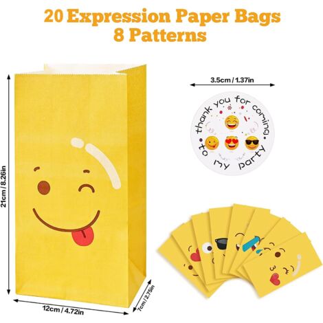 Pochettes Cadeau Kraft - 20 Sacs Avec Autocollants - Mariage, Anniversaire, Fête - Sac Bonbons Cadeaux
