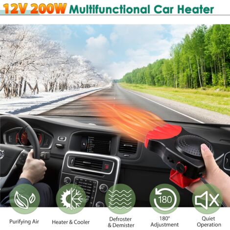 Chauffage Voiture 12V 150W Avec Prise Allume-cigare - Dégivrage Pare-brise, Anti-buée | Ventilateur été, Pivotant 180°