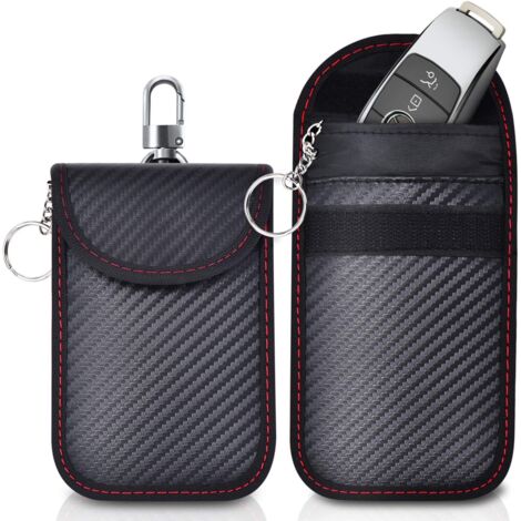 Lot De 2 Pochettes Faraday - Anti-Vol Pour Clé De Voiture - Bloque Signaux RFID, Bluetooth - Protection Contre Le Piratage à Distance