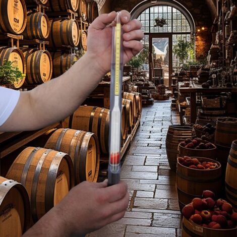 Hydromètre à alcool 3pcs 0-100 Testeur d'alcool à l'épreuve du compteur d'alcool gradué précis avec thermomètre et boîte en bois, hydromètre pour vin, bière, cidre, épreuves, distillation, hydromètre