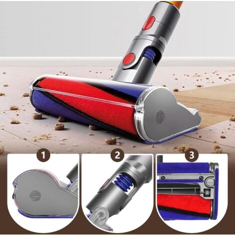 Brosse de sol à rouleau souple - Accessoire pour aspirateur Dyson V8(SV10) V10(SV12) V11(SV14) V15, brosse électrique à rouleau souple pour sols durs