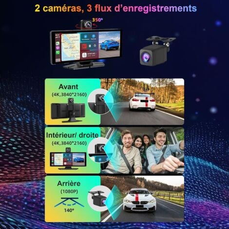 Écran Voiture sans Fil 10.26" D3 Pro - Autoradio Bluetooth Apple Car Play & Android Auto - Dashcam Voiture 4K GPS avec Caméra Recul - Autoradio CarPlay Écran Tactile