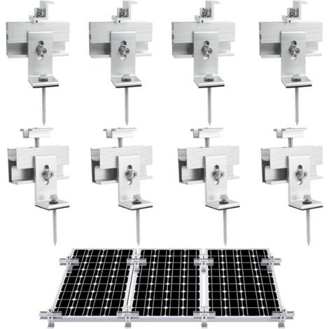 Kit Support Panneaux Solaires Aluminium - Montage Toit Plat/Incliné - Compatible 1 à 4 Panneaux | 30 Pouces