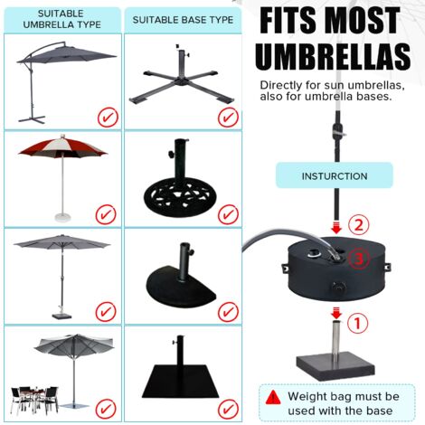 Sac à Eau Pied De Parasol 23kg RELEDESA - Base Ronde Diamètre 8cm Pour Terrasse, Plage