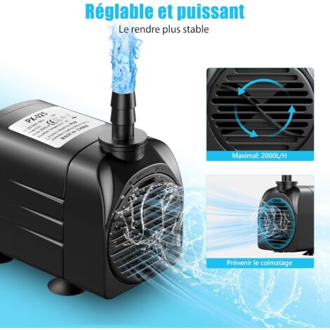 Pompe à Eau Submersible NO.17 – 30W 1800L/H – Noir – Pour Aquarium Ou Bassin