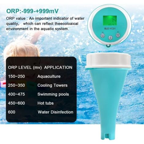 Testeurs De Qualité De L'eau 6 En 1 Température Du Chlore ORP EC TDS Ph- Mètre Bluetooth Moniteur En Ligne Testeur De Qualité De L'eau Outil Intelligent For Les Aquariums De Piscine Pour