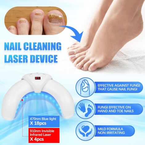 Appareil Traitement Laser Mycose Ongles, Dispositif de Traitement des Champignons des Ongles, Mycose Ongles des Pieds Nettoyage et Réparation Ongles Traitement, 7 Min par Jour Améliorer Fongique