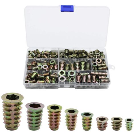 12 Inserts Filetés M5x12mm Pour Bois - Écrous à Visser En Laiton, Entraînement Hexagonal 8mm