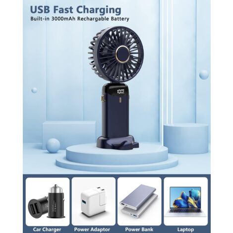 Ventilateur USB Portable Rechargeable - Mini Ventilo Main 4 Vitesses Silencieux Pour Bureau Et Voyage