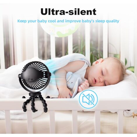 Ventilateur De Poussette Rechargeable - 5200mAh, 360° Pivotant, 40h Autonomie - Pour Bébé, Voiture, Bureau