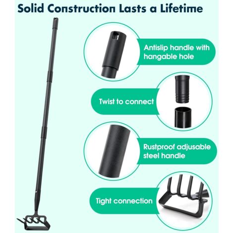 Cultivateur De Jardin, Mini Râteau à Main En Acier Inoxydable, Outil De Jardinage Triple Griffe Pour Ameublir Le Sol, Désherber Et Creuser