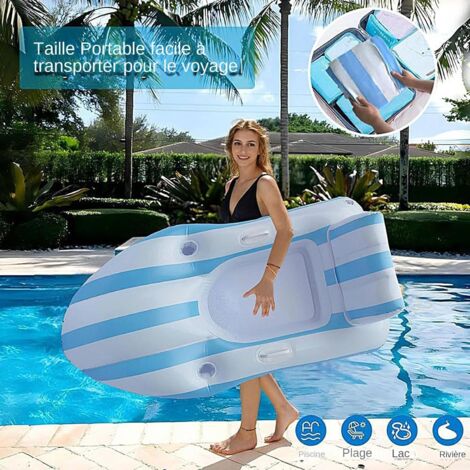 Matelas Gonflable Pour Piscine XL – Hamac Flottant 4-en-1, Appui-tête Ergonomique, En PVC Résistant (adulte)