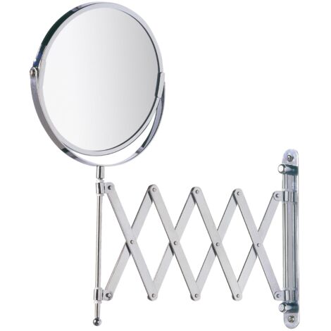 Miroir Télescopique Salle De Bain - Pivotant Double Face, Grossissant - Bras Extensible, Finition Or