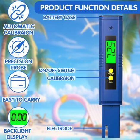 PH-mètre Numérique étanche PH-200 - Mesure PH Et Température, étalonnage Automatique
