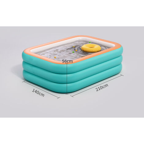 Piscine Gonflable Carrée Pour Enfants – Modèle Familial Avec Fond Souple, PVC Sans BPA, Facile à Monter, Pour Jardin Et Plage
