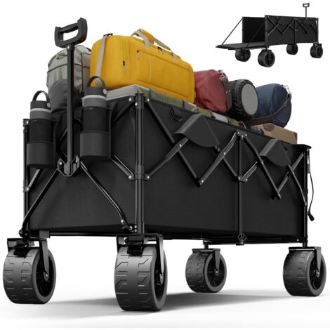 Chariot de transport pliable de luxe pour camping avec toit 360 ° roues avant