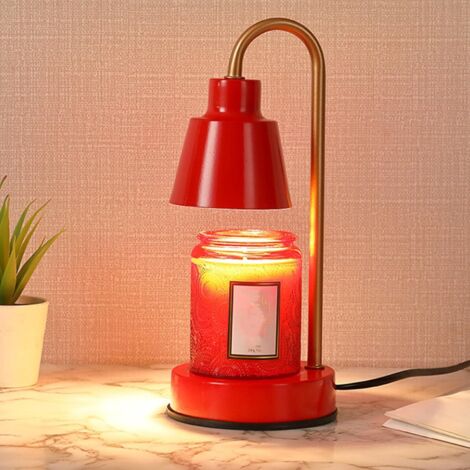 QINER Chauffe-Bougie En Verre Avec Minuterie - Abat-jour Vintage 4 Modes Intensité 2 Ampoules 50W