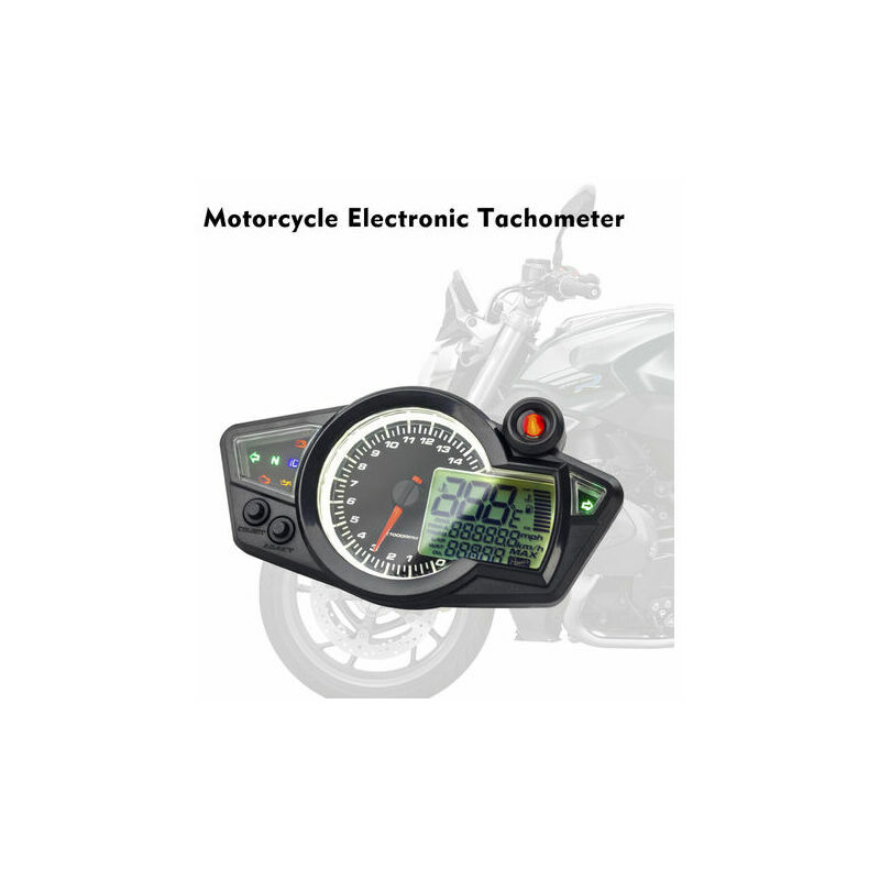 Anself Compteur de vitesse moto Tachymètre électronique LCD Compteur de  vitesse numérique 14000RPM Compteur de vitesse pour PS250 Tachymètre pour  1,2,4 Cylindres 