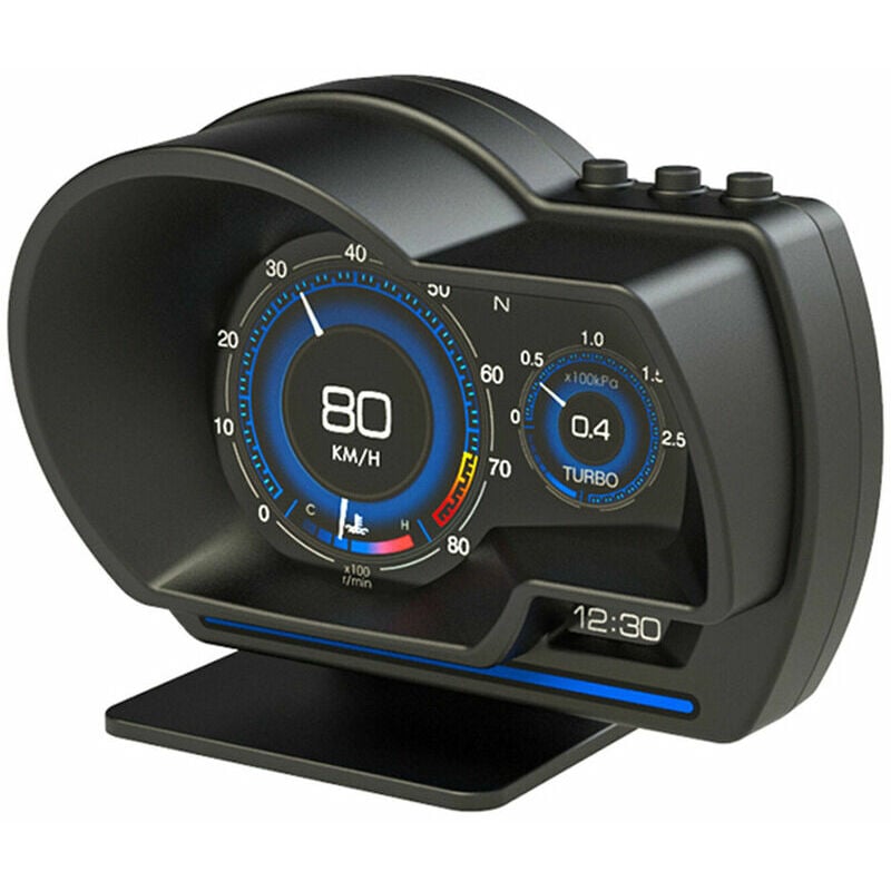 Affichage HUD de voiture, OBDⅡ+GPS Smart Gauge Compteur de vitesse haute  définition Outil de diagnostic de voiture Élimination du code de défaut OBD  Safe Driving Computer Alarme de défaut de survitess