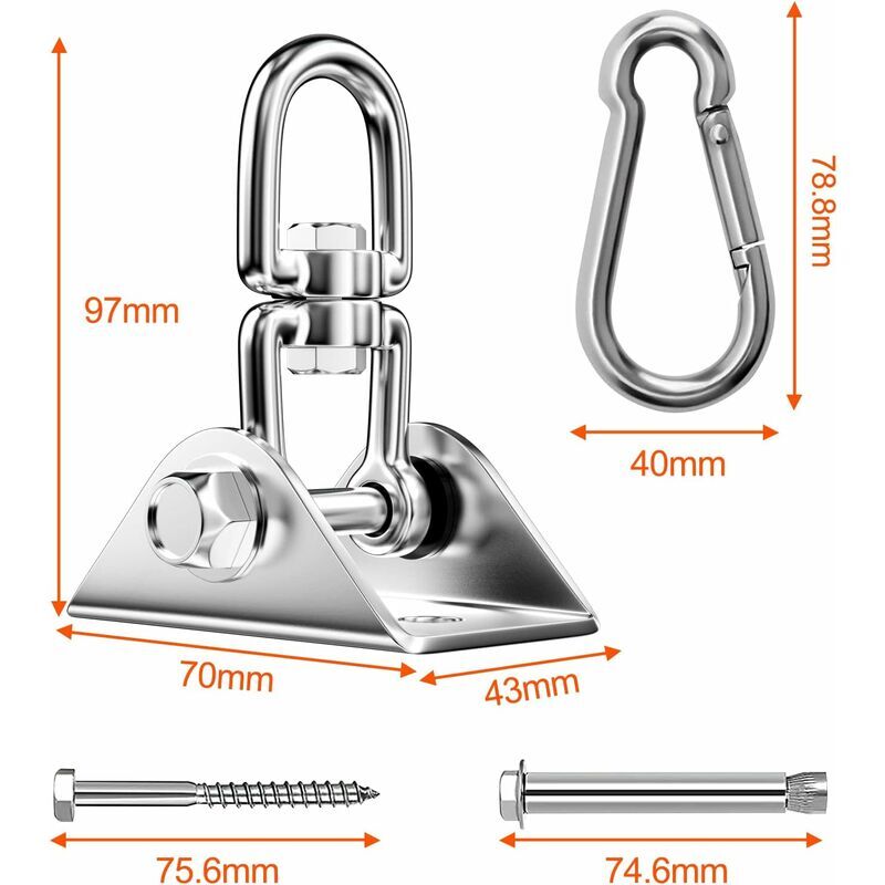 Crochet Plafond Lourds Charge 450kg - 360°Rotation - Crochets