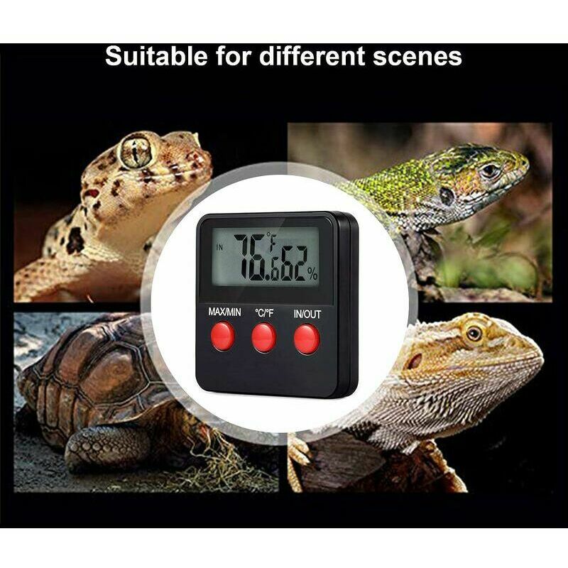 Reptiler Thermomètre Numérique Hygromètre LCD Jauge de Température et  Humidité pour Terrarium Animaux Domestiques Incubateur, Reservoir c4ae