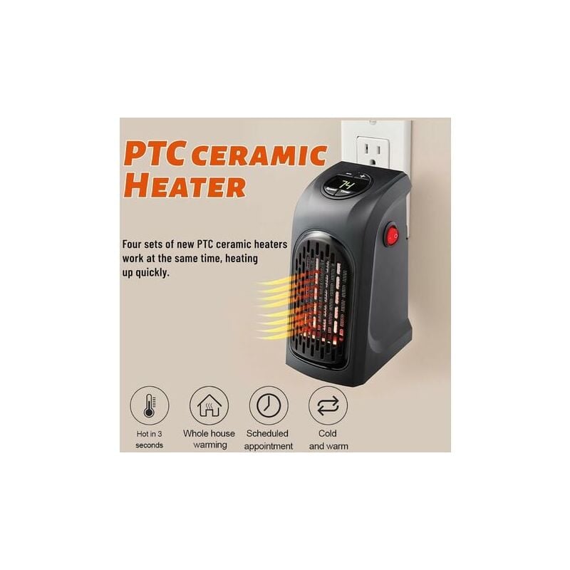 Pratikeo Chauffage d'appoint sans fil - Thermostat réglable - Réchauffe une  pièce en quelques minutes - 350W, Rayonnant, Noir : : Cuisine et  Maison