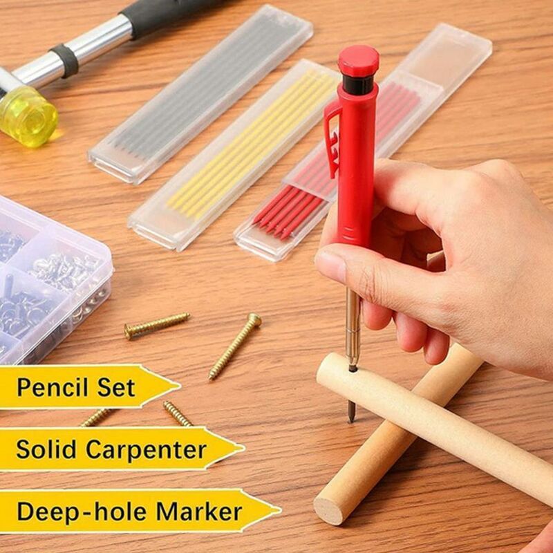 Crayon Chantier Solide et Extensible, Crayon de Menuisier avec 6 Recharges  et Gomme, Crayon Mécanique, Taille