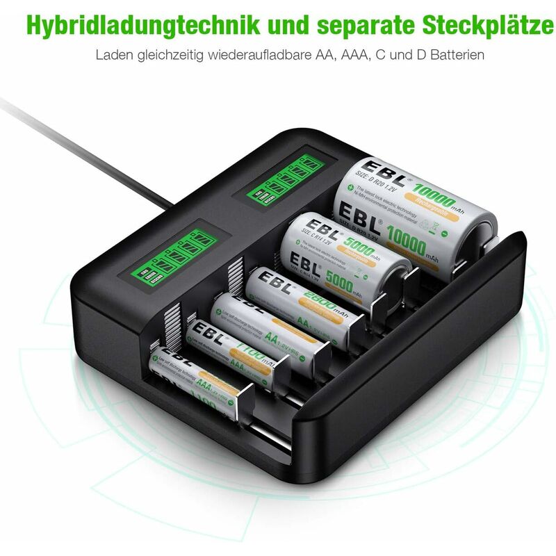 Déstockage Chargeur de batterie pour piles AA AAA CD NI-MH Chargeur rapide  d'entrée de
