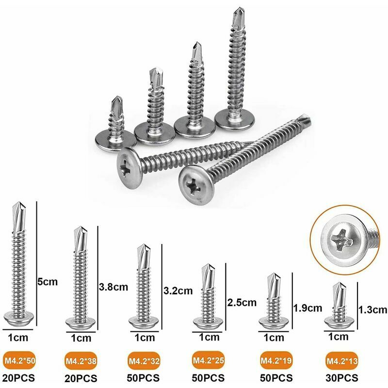 220Pcs M3.5 Assortiment de Vis à Bois Noir Kits de Vis