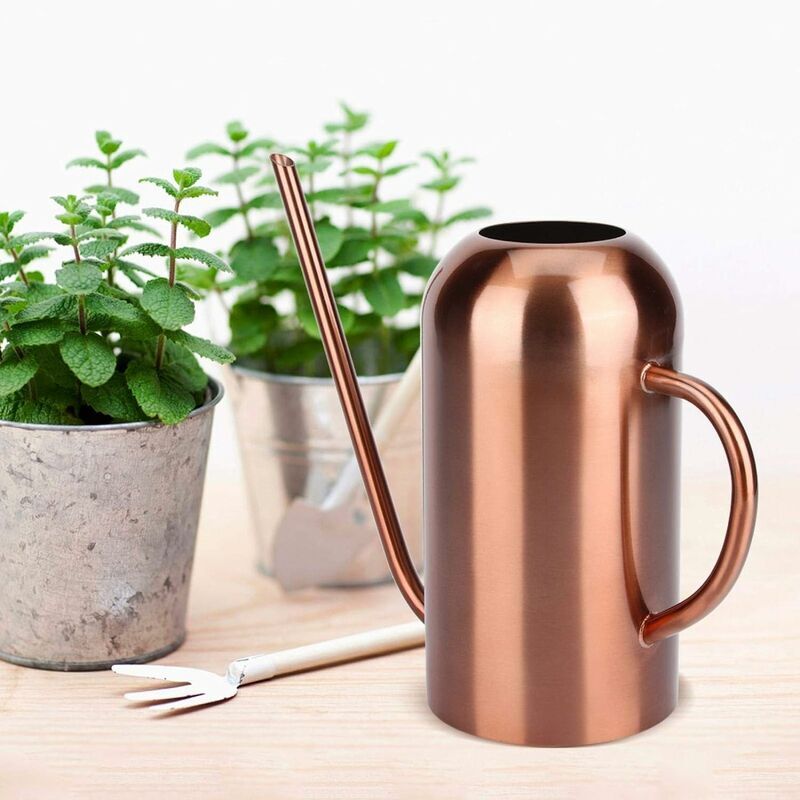Arrosoir en Acier Inoxydable, 1,5 L Arrosoir pour Plantes Succulentes Rétro à Longue Bouche, Arrosoir en Acier Inoxydable pour Plantes d'Intérieur et d'Extérieur (Or Rose) 4