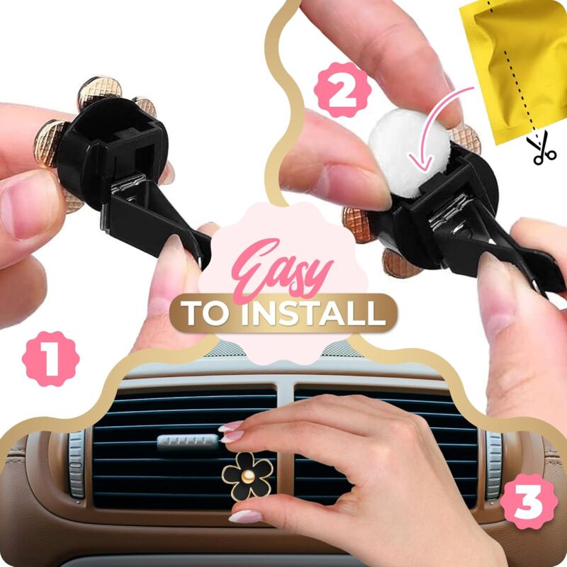 Clips Ventilation Fleur Marguerite - 8 Pièces - Déco Voiture Mignonne - Pour Femmes